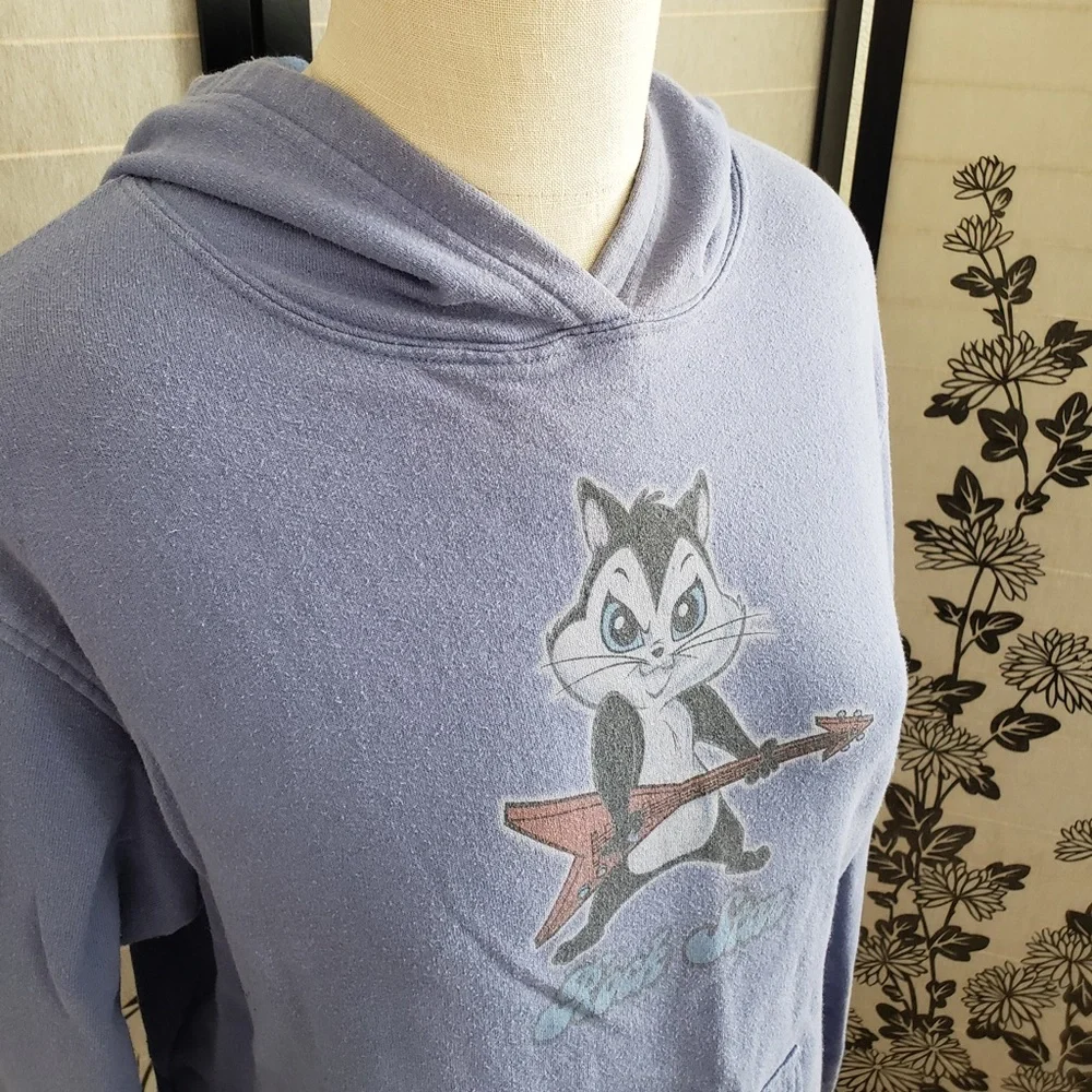 [Looney Tunes] Pussyfoot Pepe LePew Blue Purple Hoodie Sweatshirt - Picture 2 of 8